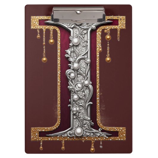 Luxus-Juwel-Buchstabe I-Monogramm mit Glitter Klemmbrett (Vorderseite)