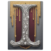 Luxus-Juwel-Buchstabe I-Monogramm mit Glitter Klemmbrett (Rückseite)