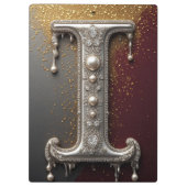 Luxus-Juwel-Buchstabe I-Monogramm mit Glitter Klemmbrett (Rückseite)