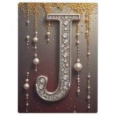 Luxus-Juwel-Buchstabe J-Monogramm mit Glitter Klemmbrett (Rückseite)
