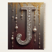 Luxus-Juwel-Buchstabe J-Monogramm mit Glitter Planer (Rückseite)