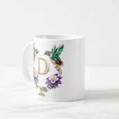 Luxus-Juwel-Kolibri-Monogramm-D-Kaffeetasse Kaffeetasse (Vorderseite Links)