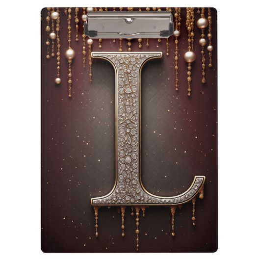 Luxus-Juwel-Letter L-Monogramm mit Glitter Klemmbrett (Vorderseite)