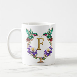 Luxus-Juwelen-Kolibri-Monogramm F Kaffeetasse
