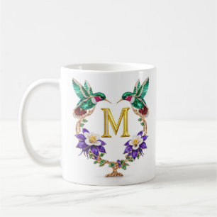 Luxus-Juwelen-Kolibri-Monogramm-M-Kaffeetasse Kaffeetasse