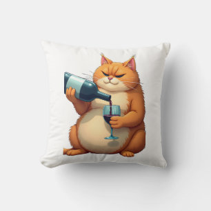 Luxus-Katze Tipsy Moderne Kunstillustration Kissen