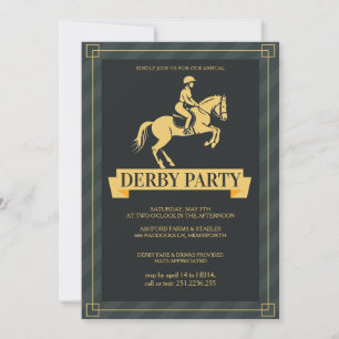 Luxus-Kentucky-Derby-Party-Einladung Gold-Hengst  Einladung