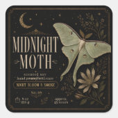 Luxus-Kerze Midnight Moth Botanical Quadratischer Aufkleber (Vorderseite)