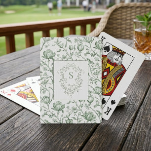 Luxus-Klassiker Salbei Französische Toile Monogram Spielkarten