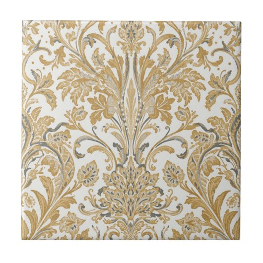 Luxus, Klassisch, Elegant, Gold Beige Muster Fliese (Vorderseite)