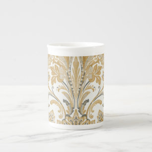 Luxus, Klassisch, Elegant, Gold Beige Muster Porzellantasse