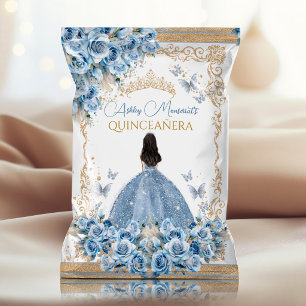 Luxus-Kleid Blau Gold Quinceanera-Chip-Tüte Flyer