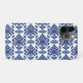 Luxus königsblau-weißes barockes Blumenmuster Case-Mate iPhone Hülle (Rückseite (Horizontal))