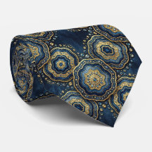 Luxus-Krawatte | Navyblau + Gold-Geoden-Schlips