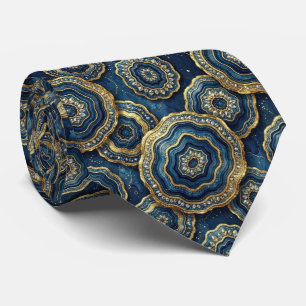 Luxus-Krawatte Navyblau + Gold-Geoden-Schlips Krawatte