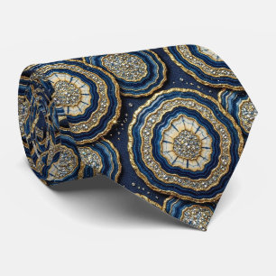 Luxus-Krawatte Navyblau + Gold-Geoden-Schlips Krawatte