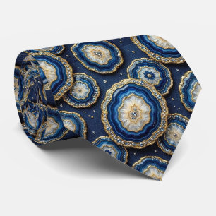 Luxus-Krawatte Navyblau + Gold-Geoden-Schlips Krawatte