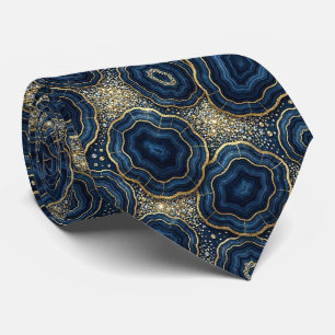 Luxus-Krawatte Navyblau + Gold-Geoden-Schlips Krawatte