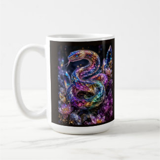 Luxus Kristallschlange | Schwarz Gold Glamour Kaffeetasse