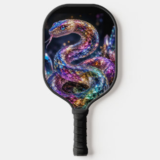 Luxus Kristallschlange | Schwarz Gold Glamour Pickleball Schläger
