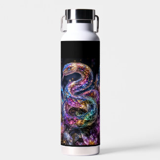 Luxus Kristallschlange | Schwarz Gold Glamour Trinkflasche