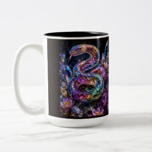 Luxus Kristallschlange   Schwarz Gold Glamour Zweifarbige Tasse