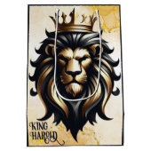 Luxus kühl Schwarz und Gold Löwe mit Krone Mittlere Geschenktüte (Rückseite)