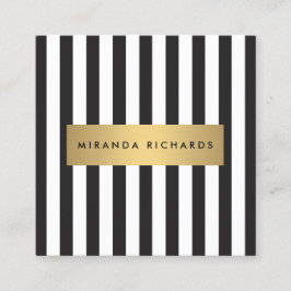 Luxus kühne schwarze und weiße Streifen mit golden Quadratische Visitenkarte