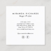 Luxus kühne schwarze und weiße Streifen mit golden Quadratische Visitenkarte (Rückseite)