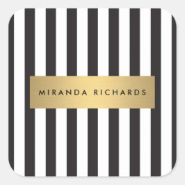 Luxus kühne schwarze und weiße Streifen mit golden Quadratischer Aufkleber