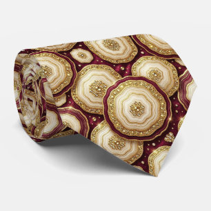 Luxus-Kunstseide   Burgund + Gold-Geoden-Schlips Krawatte