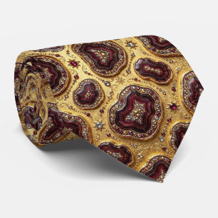 Luxus-Kunstseide   Burgund + Gold-Geoden-Schlips Krawatte