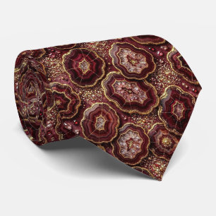 Luxus-Kunstseide   Burgund + Gold-Geoden-Schlips Krawatte