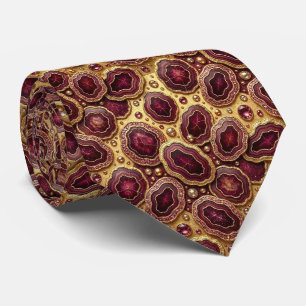 Luxus-Kunstseide   Burgund + Gold-Geoden-Schlips Krawatte
