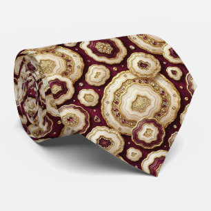 Luxus-Kunstseide   Burgund + Gold-Geoden-Schlips Krawatte