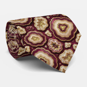 Luxus-Kunstseide   Burgund + Gold-Geoden-Schlips Krawatte