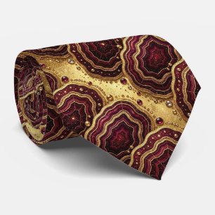 Luxus-Kunstseide   Burgund + Gold-Geoden-Schlips Krawatte