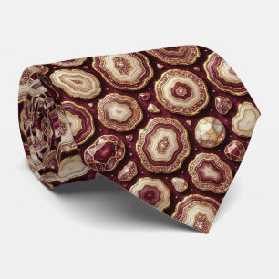 Luxus-Kunstseide   Burgund + Gold-Geoden-Schlips Krawatte