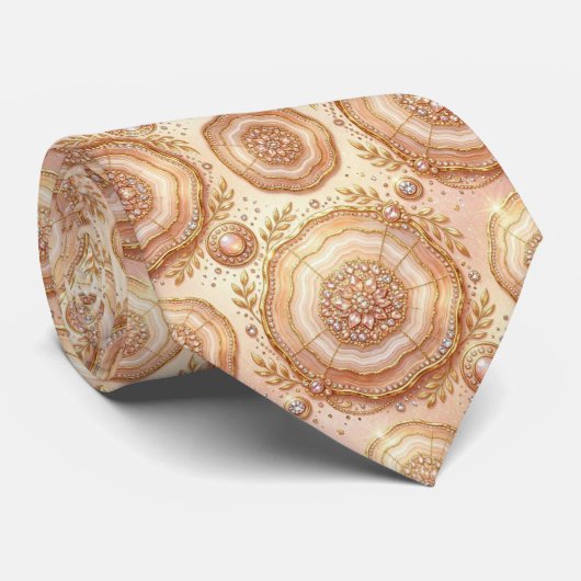 Luxus-Kunstseide | Rosen-Gold-Geoden-Schlips Krawatte (Gerollt)