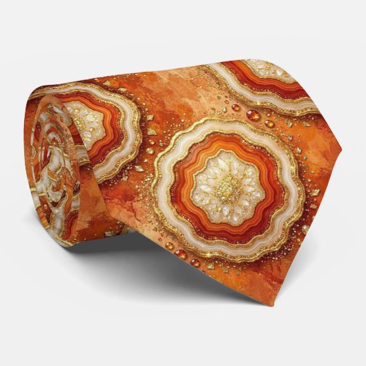 Luxus-Kunstseide | Rost + Gold-Geoden-Krawatte Krawatte (Gerollt)