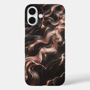 Luxus-Kupfer- und Schwarzmarmor-Gehäuse - Elegante iPhone 16 Plus Hülle