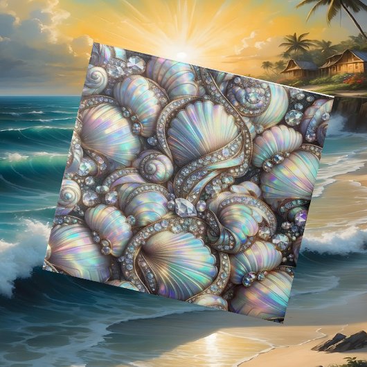 Luxus-Küsten-Dekor | Diamanten und Muscheln Fliese
