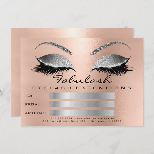 Luxus Lashes Rosa Silber Makeup Zertifikat Geschen (Vorne/Hinten)