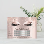 Luxus Lashes Rose Funkelnd Makeup Certificate Gesc Einladung (Stehend Vorderseite)