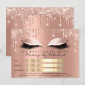 Luxus Lashes Rose Tropfen Makeup Zertifikat Gesche Einladung (Vorne/Hinten)