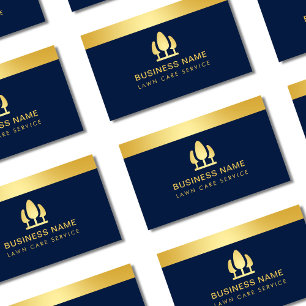 Luxus Lawn Care Navy Blue & Gold Visitenkarte