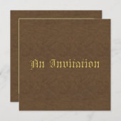 Luxus Leder Look Hochzeitsempfehlung in Browns Einladung (Vorne/Hinten)