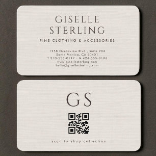 Luxus-Leinen-Boutique-Mode-QR-Code Visitenkarte