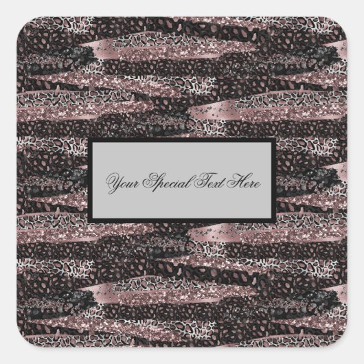 Luxus Leopard, Glitzer & Shiny Abstrakt für I.d. Quadratischer Aufkleber (Vorderseite)
