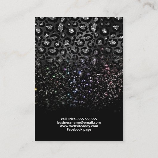 Luxus Leopard Glitzer Silbererdkarten Visitenkarte (Rückseite)
